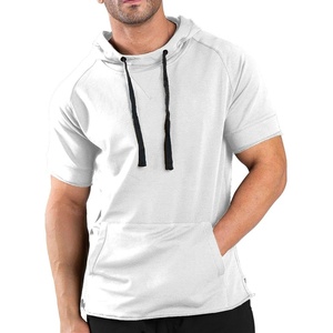 image:imageCOOFANDY Mens Short Sleeve Hoodie Workout Gym Sweatshirt Muscle Fit Fashion Athletic Hoodies Pullover Cotton Hooded TShirtsWhite