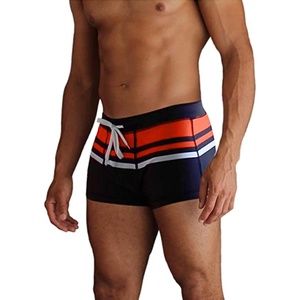 image:imageCOOFANDY Mens Square Leg Swim Briefs Tight Swim Trunks Swimsuit Athletic Bathing Suit Swimwear with LinerA Pattern3  Navy Blue  Orange Racer