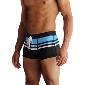 image:imageCOOFANDY Mens Square Leg Swim Briefs Tight Swim Trunks Swimsuit Athletic Bathing Suit Swimwear with LinerA Pattern7  Navy Blue  Blue Racer