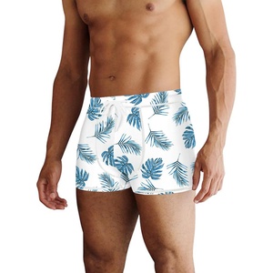 image:imageCOOFANDY Mens Square Leg Swim Briefs Tight Swim Trunks Swimsuit Athletic Bathing Suit Swimwear with LinerPattern  Blue Leaf