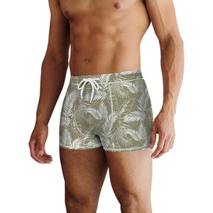 image:imageCOOFANDY Mens Square Leg Swim Briefs Tight Swim Trunks Swimsuit Athletic Bathing Suit Swimwear with LinerPattern  Green Plam Leaf