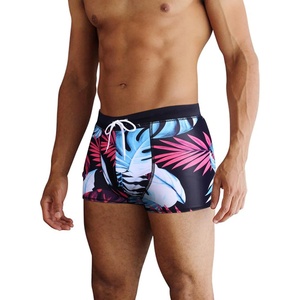 image:imageCOOFANDY Mens Square Leg Swim Briefs Tight Swim Trunks Swimsuit Athletic Bathing Suit Swimwear with LinerPattern5  Tropical Leaves