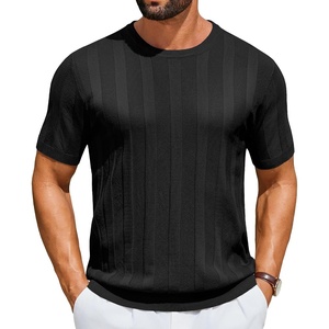 image:imageCOOFANDY Mens TShirts Short Sleeve Knit Shirt Crew Neck Sweater Fashion Casual Textured Pullover Tees01black