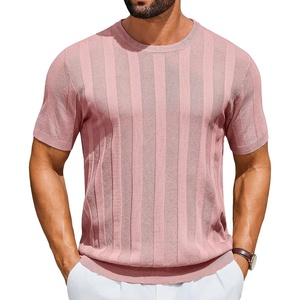image:imageCOOFANDY Mens TShirts Short Sleeve Knit Shirt Crew Neck Sweater Fashion Casual Textured Pullover TeesLight Pink