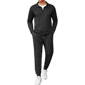 image:imageCOOFANDY Mens Tracksuit 2 Piece Quarter Zip Polo Athletic Sweatsuits Casual Running Jogging Sport Suit SetsAll Black