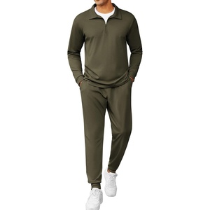 image:imageCOOFANDY Mens Tracksuit 2 Piece Quarter Zip Polo Athletic Sweatsuits Casual Running Jogging Sport Suit SetsArmy Green