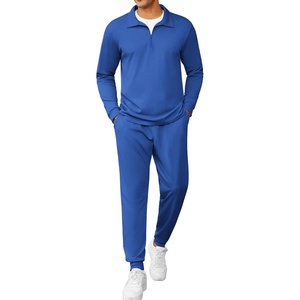 image:imageCOOFANDY Mens Tracksuit 2 Piece Quarter Zip Polo Athletic Sweatsuits Casual Running Jogging Sport Suit SetsBlue