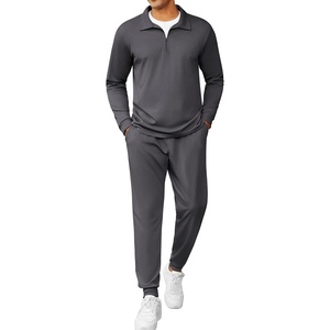 image:imageCOOFANDY Mens Tracksuit 2 Piece Quarter Zip Polo Athletic Sweatsuits Casual Running Jogging Sport Suit SetsDark Gray