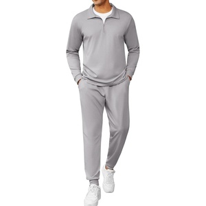 image:imageCOOFANDY Mens Tracksuit 2 Piece Quarter Zip Polo Athletic Sweatsuits Casual Running Jogging Sport Suit SetsGrey