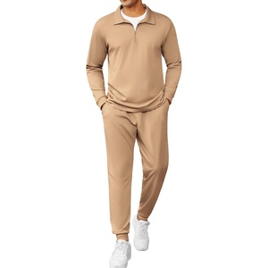 image:imageCOOFANDY Mens Tracksuit 2 Piece Quarter Zip Polo Athletic Sweatsuits Casual Running Jogging Sport Suit SetsKhaki
