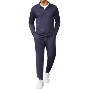 image:imageCOOFANDY Mens Tracksuit 2 Piece Quarter Zip Polo Athletic Sweatsuits Casual Running Jogging Sport Suit SetsNavy Blue