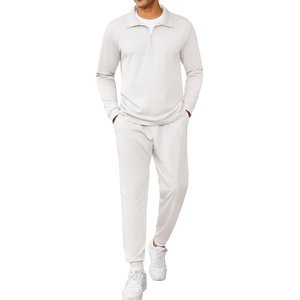 image:imageCOOFANDY Mens Tracksuit 2 Piece Quarter Zip Polo Athletic Sweatsuits Casual Running Jogging Sport Suit SetsWhite