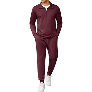 image:imageCOOFANDY Mens Tracksuit 2 Piece Quarter Zip Polo Athletic Sweatsuits Casual Running Jogging Sport Suit SetsWine Red