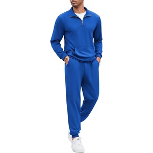 image:imageCOOFANDY Mens Tracksuit 2 Piece Quarter Zip Sweatsuit Sets Casual Athletic Running Jogging SuitsBlue