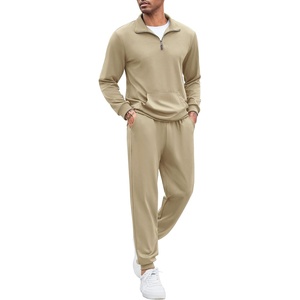 image:imageCOOFANDY Mens Tracksuit 2 Piece Quarter Zip Sweatsuit Sets Casual Athletic Running Jogging SuitsCoffee