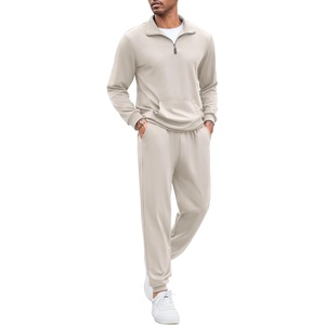 image:imageCOOFANDY Mens Tracksuit 2 Piece Quarter Zip Sweatsuit Sets Casual Athletic Running Jogging SuitsLight Gray