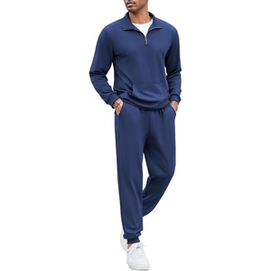 image:imageCOOFANDY Mens Tracksuit 2 Piece Quarter Zip Sweatsuit Sets Casual Athletic Running Jogging SuitsNavy Blue