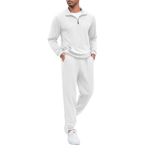 image:imageCOOFANDY Mens Tracksuit 2 Piece Quarter Zip Sweatsuit Sets Casual Athletic Running Jogging SuitsWhite