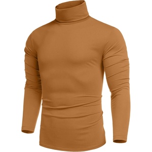 image:imageCOOFANDY Mens Turtleneck Cotton T Shirts Long Sleeve Slim Fit Thermal TopsCaramel