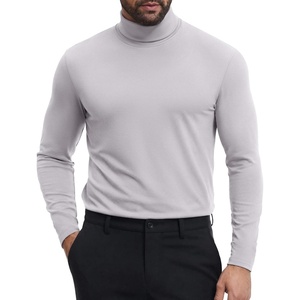 image:imageCOOFANDY Mens Turtleneck Shirts Slim Fit Shirt Tops Lightweight Pullover Thermal Sweater Casual Long Sleeve ShirtLight Gray