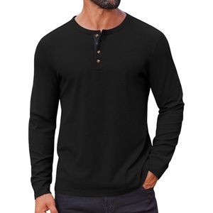 image:imageCOOFANDY Mens Waffle Henley Shirts Long Sleeve Casual TShirt Basic Lightweight Pullover TeesBlack