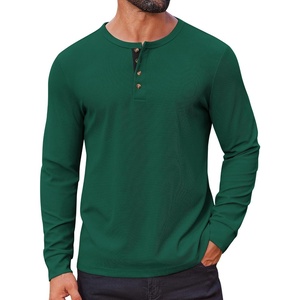 image:imageCOOFANDY Mens Waffle Henley Shirts Long Sleeve Casual TShirt Basic Lightweight Pullover TeesGreen