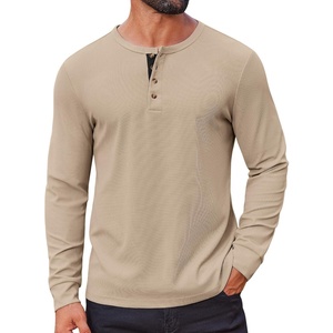 image:imageCOOFANDY Mens Waffle Henley Shirts Long Sleeve Casual TShirt Basic Lightweight Pullover TeesKhaki