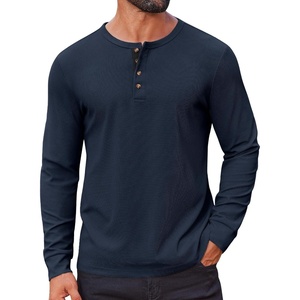 image:imageCOOFANDY Mens Waffle Henley Shirts Long Sleeve Casual TShirt Basic Lightweight Pullover TeesNavy Blue