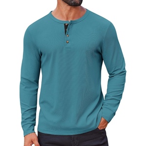 image:imageCOOFANDY Mens Waffle Henley Shirts Long Sleeve Casual TShirt Basic Lightweight Pullover TeesPeacock Blue