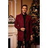 image:imageCOOFANDY Christmas Coat Men Plaid Wool Coat Winter Stylish Wool Blend Single Breasted Peacoat Business Coat Red Plaid XL