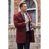 image:imageCOOFANDY Christmas Plaid Coat Men Red Trench Coat Mens Wool Blend Coat With Detachable Single Breasted MidLong Pea Coat Red Plaid L