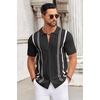 image:imageCOOFANDY Knit Shirts for Men Casual Short Sleeve Button Down Shirts Summer Beach Stretch Fit Collared ShirtsBlack