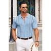 image:imageCOOFANDY Knit Shirts for Men Casual Short Sleeve Button Down Shirts Summer Beach Stretch Fit Collared ShirtsBlue