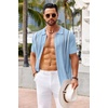 image:imageCOOFANDY Knit Shirts for Men Casual Short Sleeve Button Down Shirts Summer Beach Stretch Fit Collared ShirtsBlue