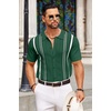 image:imageCOOFANDY Knit Shirts for Men Casual Short Sleeve Button Down Shirts Summer Beach Stretch Fit Collared ShirtsDark Green