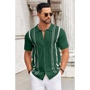 image:imageCOOFANDY Knit Shirts for Men Casual Short Sleeve Button Down Shirts Summer Beach Stretch Fit Collared ShirtsDark Green