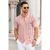 image:imageCOOFANDY Knit Shirts for Men Casual Short Sleeve Button Down Shirts Summer Beach Stretch Fit Collared ShirtsDusty Rose