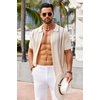 image:imageCOOFANDY Knit Shirts for Men Casual Short Sleeve Button Down Shirts Summer Beach Stretch Fit Collared ShirtsKhaki
