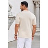 image:imageCOOFANDY Knit Shirts for Men Casual Short Sleeve Button Down Shirts Summer Beach Stretch Fit Collared ShirtsKhaki