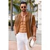 image:imageCOOFANDY Knit Shirts for Men Casual Short Sleeve Button Down Shirts Summer Beach Stretch Fit Collared ShirtsLight Brown