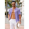 image:imageCOOFANDY Knit Shirts for Men Casual Short Sleeve Button Down Shirts Summer Beach Stretch Fit Collared ShirtsLilac