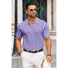 image:imageCOOFANDY Knit Shirts for Men Casual Short Sleeve Button Down Shirts Summer Beach Stretch Fit Collared ShirtsLilac