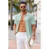 image:imageCOOFANDY Knit Shirts for Men Casual Short Sleeve Button Down Shirts Summer Beach Stretch Fit Collared ShirtsMint Green