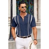 image:imageCOOFANDY Knit Shirts for Men Casual Short Sleeve Button Down Shirts Summer Beach Stretch Fit Collared ShirtsNavy