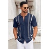 image:imageCOOFANDY Knit Shirts for Men Casual Short Sleeve Button Down Shirts Summer Beach Stretch Fit Collared ShirtsNavy