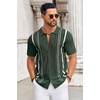 image:imageCOOFANDY Knit Shirts for Men Casual Short Sleeve Button Down Shirts Summer Beach Stretch Fit Collared ShirtsOlive Green