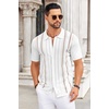 image:imageCOOFANDY Knit Shirts for Men Casual Short Sleeve Button Down Shirts Summer Beach Stretch Fit Collared ShirtsWhite