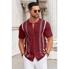 image:imageCOOFANDY Knit Shirts for Men Casual Short Sleeve Button Down Shirts Summer Beach Stretch Fit Collared ShirtsWine