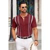 image:imageCOOFANDY Knit Shirts for Men Casual Short Sleeve Button Down Shirts Summer Beach Stretch Fit Collared ShirtsWine