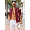 image:imageCOOFANDY Knit Shirts for Men Casual Short Sleeve Button Down Shirts Summer Beach Stretch Fit Collared ShirtsWine